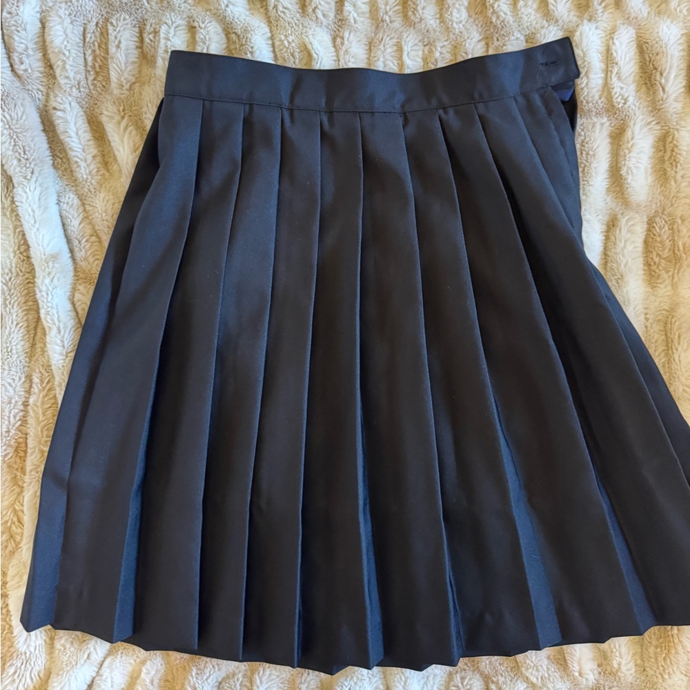 French Toast Black Pleated Skater Skirt